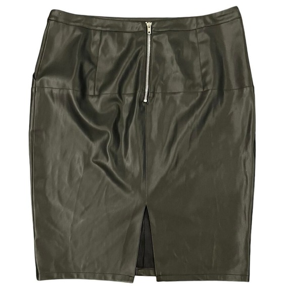 Lulus Faux Leather Pencil Skirt Womens Black Back Zip Closure Slit XL Classic - Picture 2 of 9